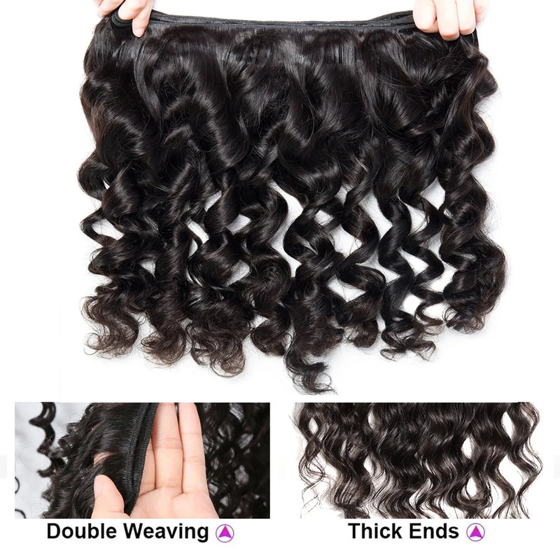 Addictive 30 34 Inch Loose Wave Human Hair Bundles Brazilian Curly 3 4 Bundles Raw Hair Extensions Double Weft Wholesale