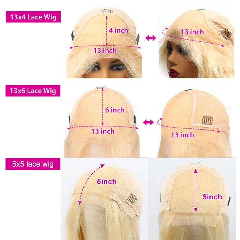 30 40 Inch 613 Honey Blonde Body Wave 13x6 HD Lace Frontal Human Hair Wigs Brazilian Colored 5x5 Closure Glueless Wig For Women